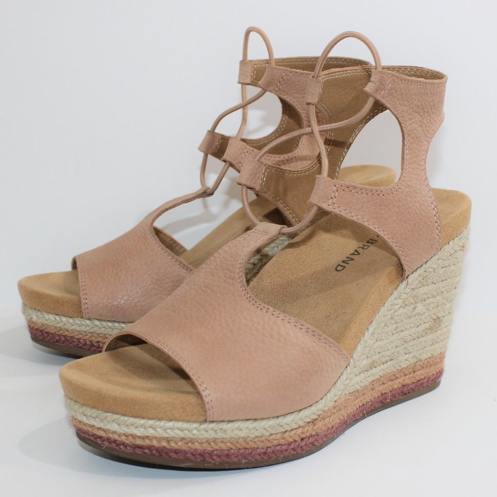 LUCKY BRAND Espadrille Wedge Nubuck Nude Neutrals